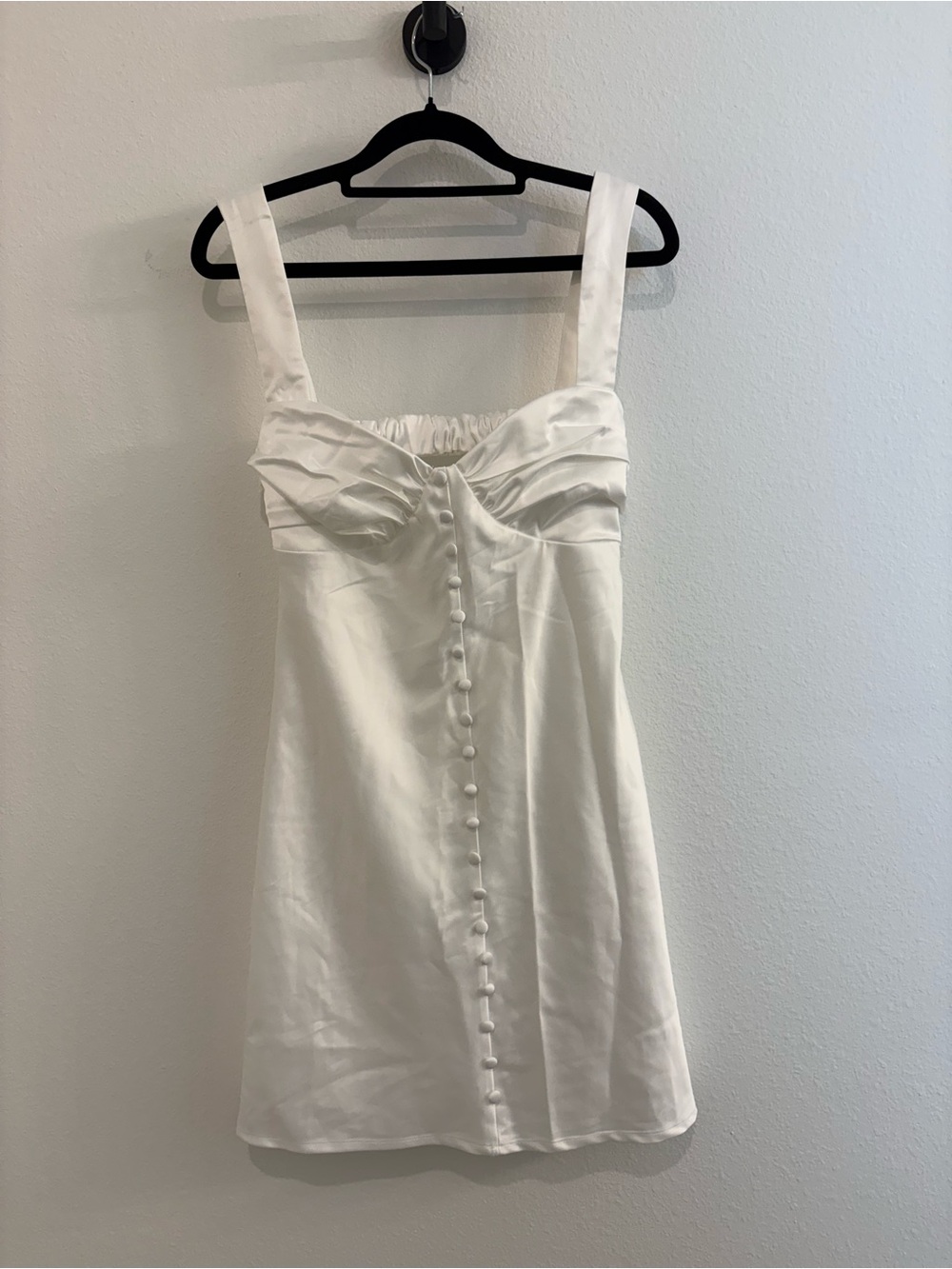 NWT Peppermayo Elegant White Satin Button-Front Dress